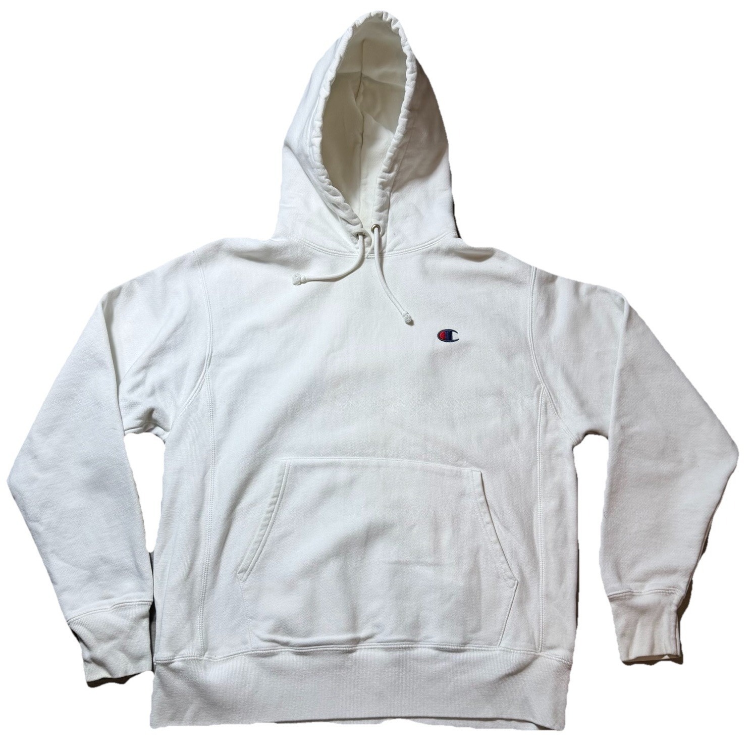 Champion Reverse Weave Hoodie White Mens M Heavyweight